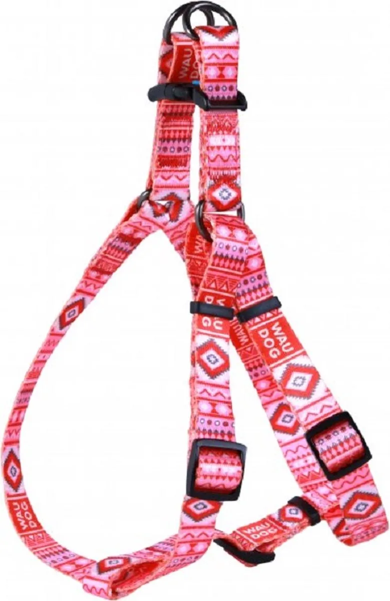 Ethno Harnas / Hondentuigje - Nylon - Breedte: 25 mm - Borstomtrek: 60 - 90 cm (GELIEVE ALVORENS BESTELLEN OPMETEN) de Waudog en Rouge – photo produit