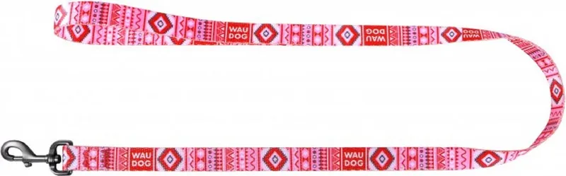 Ethno Hondenlijn / Hondenriem - Nylon - Breedte: 15 mm - Lengte: 122 cm - Geschikt voor middelgrote honden fra Waudog i Rød – produktbillede
