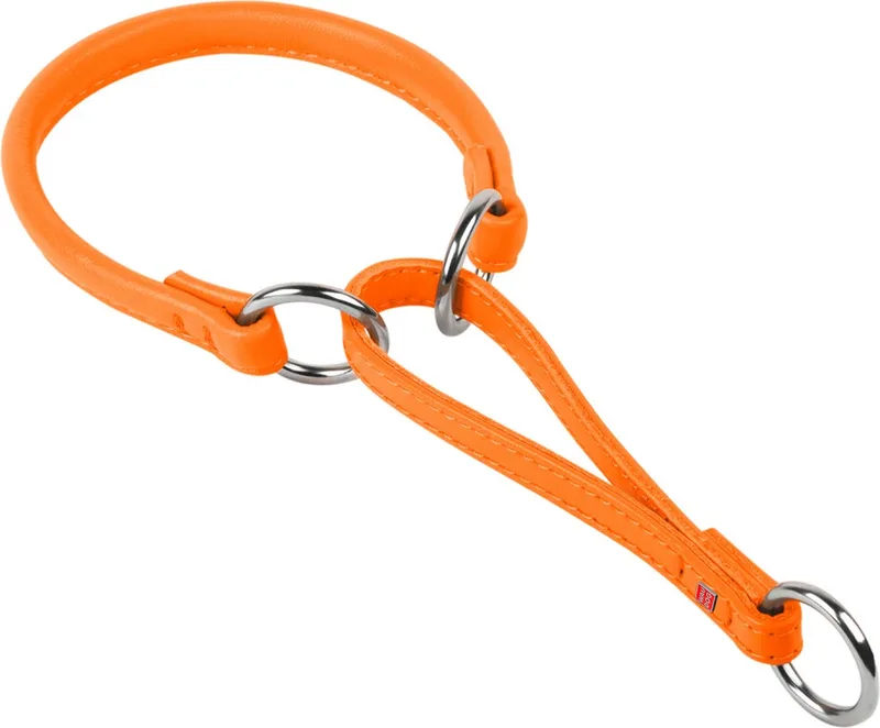 Glamour Choke Halsband - Rond leder - XL - Diameter: 13 mm - Nekomtrek: 61 - 70 cm - Kopomtrek: Max. 70 cm (GELIEVE VOORAF BESTELLEN OPMETEN) de Waudog en Orange – photo produit