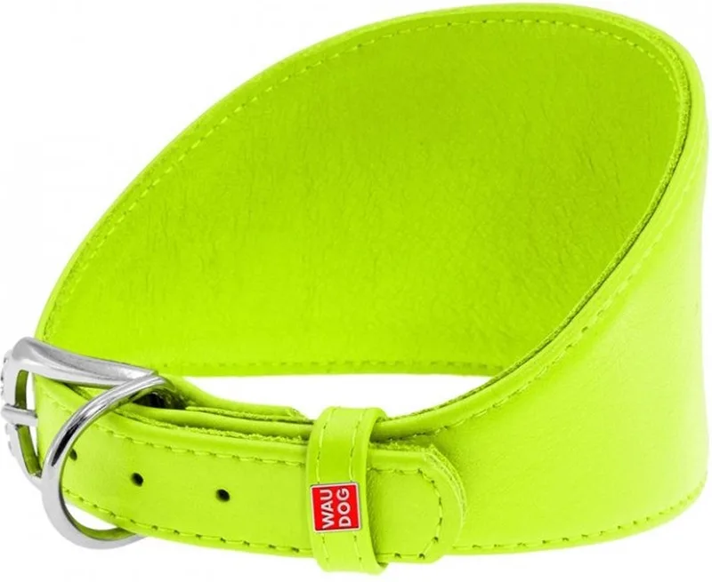 Glamour Halsband Windhond - Italiaans leder - XS - Nekomtrek: 26 - 32 cm (GELIEVE ALVORENS BESTELLEN OPMETEN) by Waudog in Green – product photo