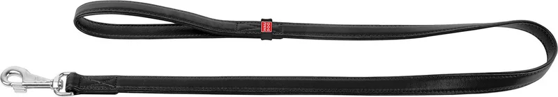 Glamour Hondenriem / Hondenlijn - Leder - S-M - Breedte: 18 mm - Lengte: 122 cm by Waudog in Black – product photo