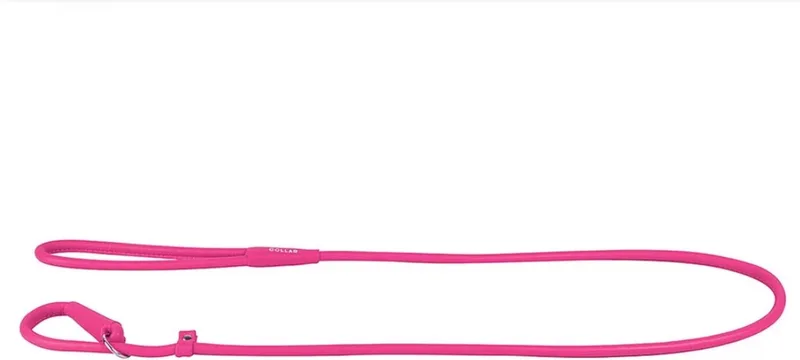 Glamour Lead-Halter Hondenriem met Sliphalsband (2-in-1) - Rond Leder - S - Diameter: 8 mm - Lengte: 183 cm fra Waudog i Lyserød – produktbillede