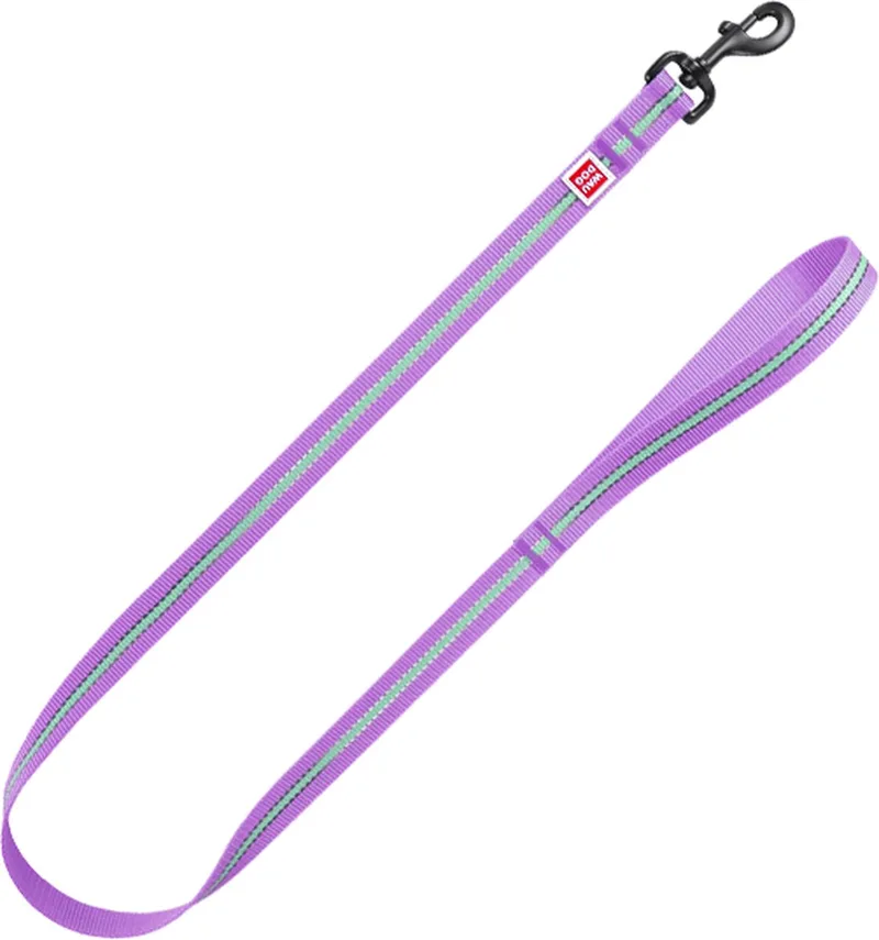 Glow In The Dark Hondenlijn / Hondenriem - Nylon - Reflecterend - Breedte: 2,5 cm - Lengte: 122 cm - Geschikt voor grote honden by Waudog in Purple – product photo
