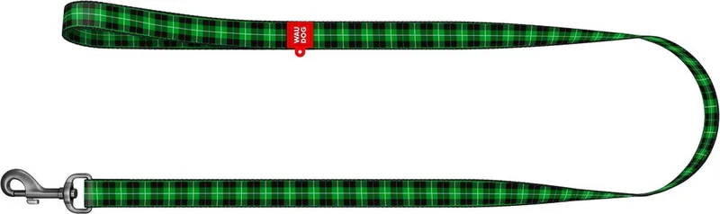 Green Tartan Hondenlijn / Hondenriem - Nylon - Groen - Breedte: 15 mm - Lengte: 122 cm - Geschikt voor middelgrote honden de Waudog en Vert, Noir – photo produit