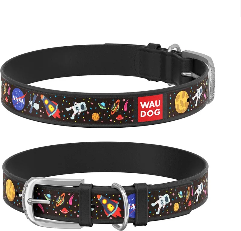 Halsband Leer met NASA print von Waudog in Schwarz – Produktfoto