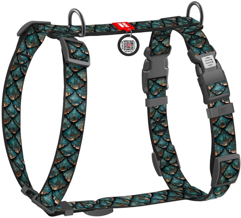 Hondentuig Scales - Nylon - Maat M - 20 mm von Waudog in Groenblauw – Produktfoto