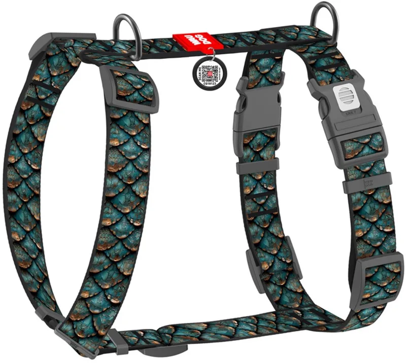 Hondentuig Scales - Nylon - Maat XL - 35 mm von Waudog in Groenblauw – Produktfoto