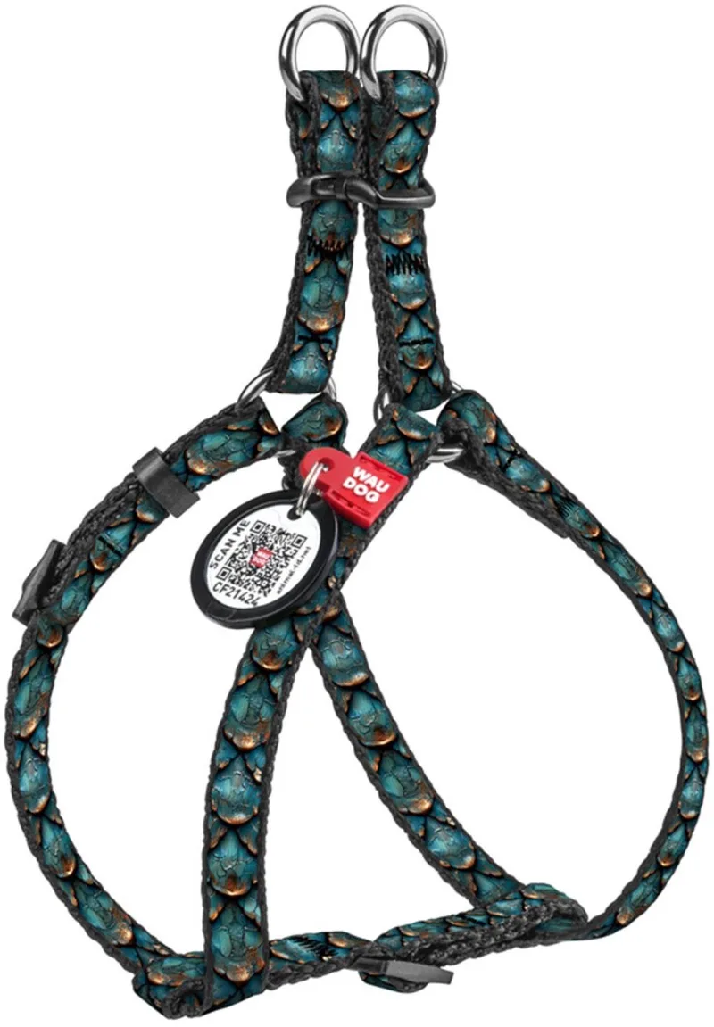 Hondentuig Scales - Nylon - Maat XS - 10 mm de Waudog en Groenblauw – photo produit