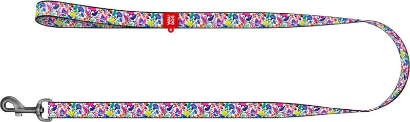 Magic Flowers Hondenlijn / Hondenriem - Nylon - Bloemenmotief - Breedte: 2,5 cm - Lengte: 122 cm - Geschikt voor grote honden de Waudog en Multi-Colour met Bloemenmotief – photo produit