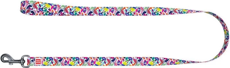 Magic Flowers Hondenlijn / Hondenriem - Nylon - Bloemenmotief - Breedte: 20 mm - Lengte: 122 cm - Geschikt voor middelgrote honden von Waudog in Multi-Colour Bloemenmotief – Produktfoto