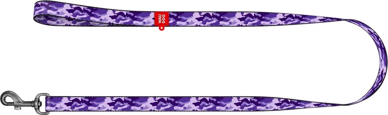 Purple Camo Hondenlijn / Hondenriem - Nylon - Camouflage - Breedte: 1,5 cm - Lengte: 122 cm - Geschikt voor middelgrote honden de Waudog en Violet – photo produit