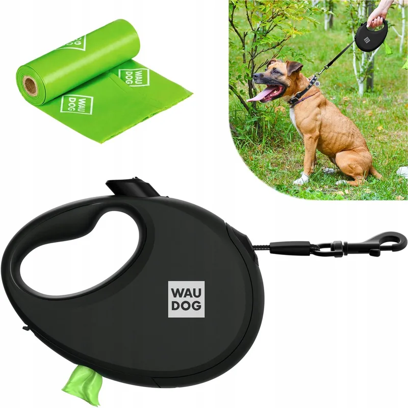 R-leash Automatische Hondenriem M (tot 20 kg) met Poepzakhouder by Waudog – product photo