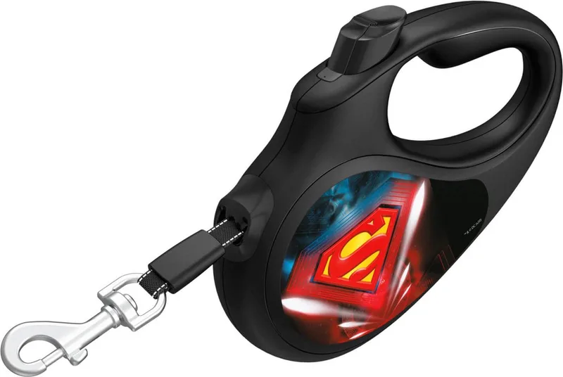 Rollijn / Hondenlijn - Tape - Maat: S - Lengte: 5 meter - Geschikt voor honden tot maximaal 15 kg. de Waudog en Superman Logo – photo produit