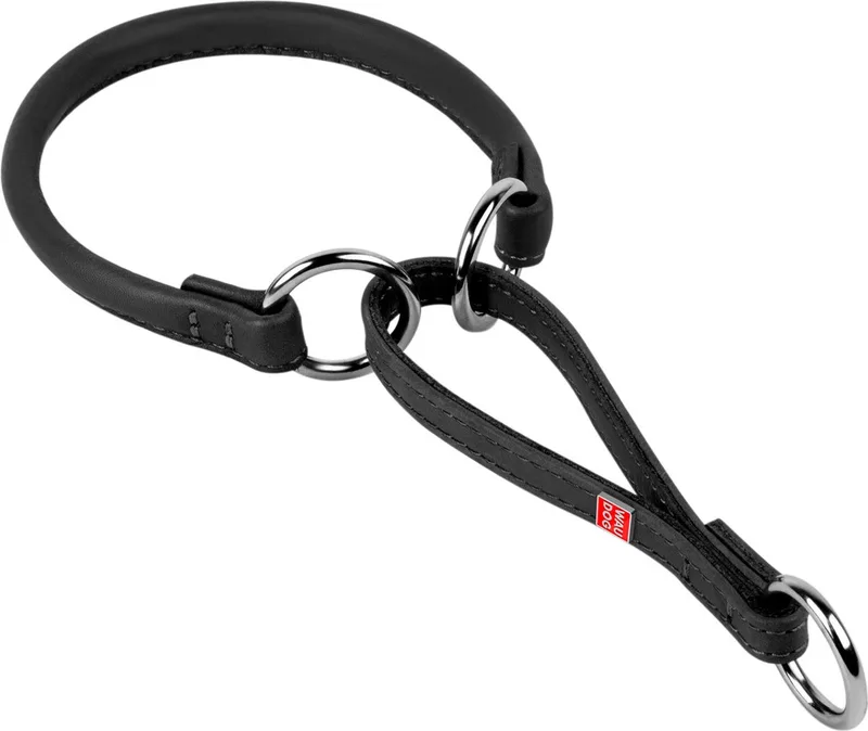 Soft Choke Halsband - Rond leder - XS - Diameter: 6 mm - Nekomtrek: 21 - 30 cm - Kopomtrek: Max. 30 cm (GELIEVE ALVORENS BESTELLEN OPMETEN) de Waudog en Noir – photo produit