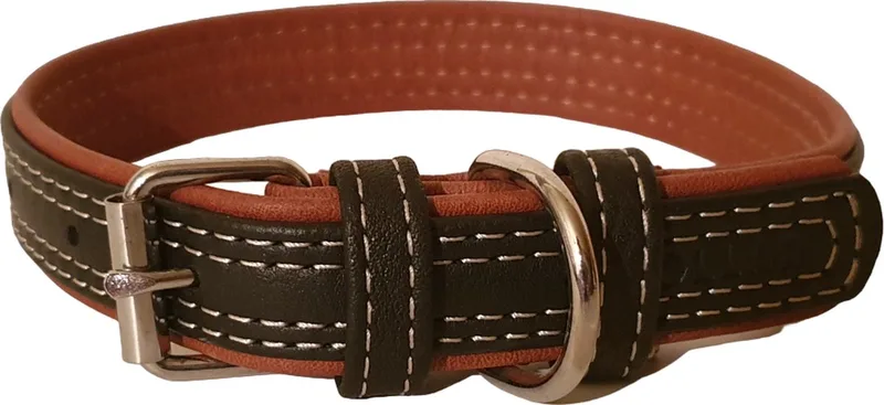 Soft Halsband / Hondenhalsband - Leder - Zwart - S - Breedte: 20 mm - Nekomtrek: 30 - 39 cm (GELIEVE ALVORENS BESTELLEN OPMETEN) de Waudog en Noir, Marron – photo produit
