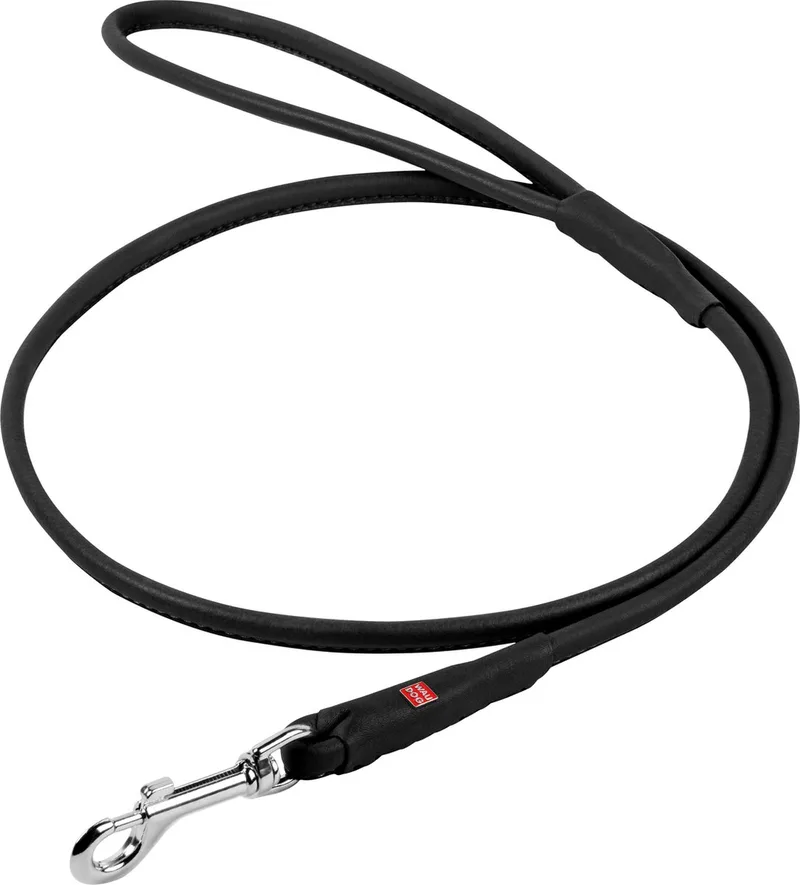 Soft Hondenriem / Hondenlijn - Echt leder - Rond - Zwart (mat) - Diameter: 8 mm - Lengte: 122 cm by Waudog in Black – product photo