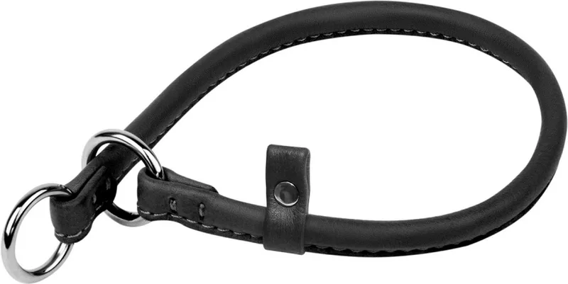 Soft Jerk-Choke Sliphalsband / Hondenhalsband - Leder - S - Diameter: 8 mm - Nekomtrek: 25 - 32 cm (GELIEVE ALVORENS BESTELLEN OPMETEN) by Waudog in Black – product photo