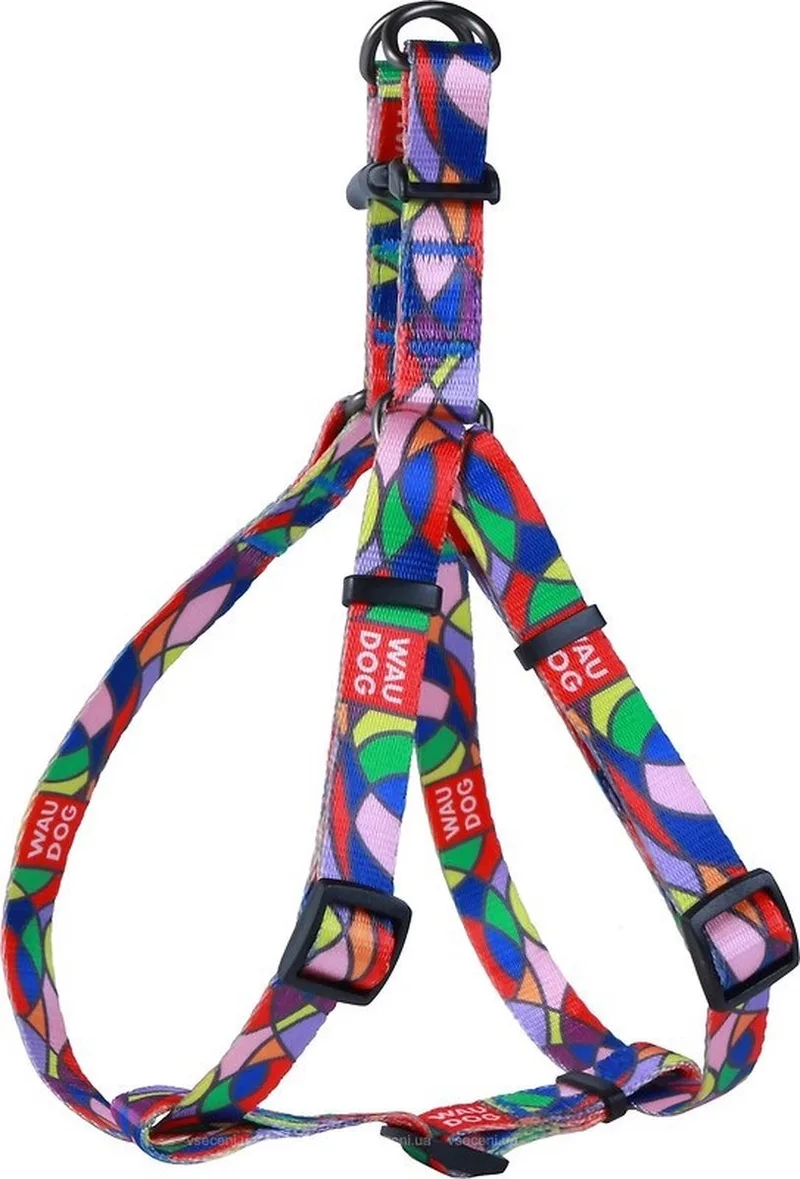 Vitrage Harnas / Hondentuigje - Nylon - Breedte: 15 mm - Borstomtrek: 40 - 55 cm (GELIEVE ALVORENS BESTELLEN OPMETEN) von Waudog in Mehrfarbig – Produktfoto
