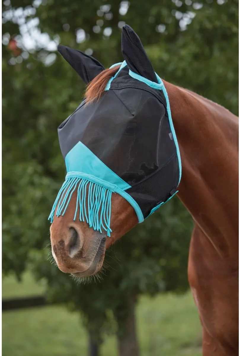 ComfiTec Deluxe Fine Mesh Mask - Met Oren En Neussliertjes - Zwart/Turquoise - Maat Shetland från WeatherBeeta – produktbild