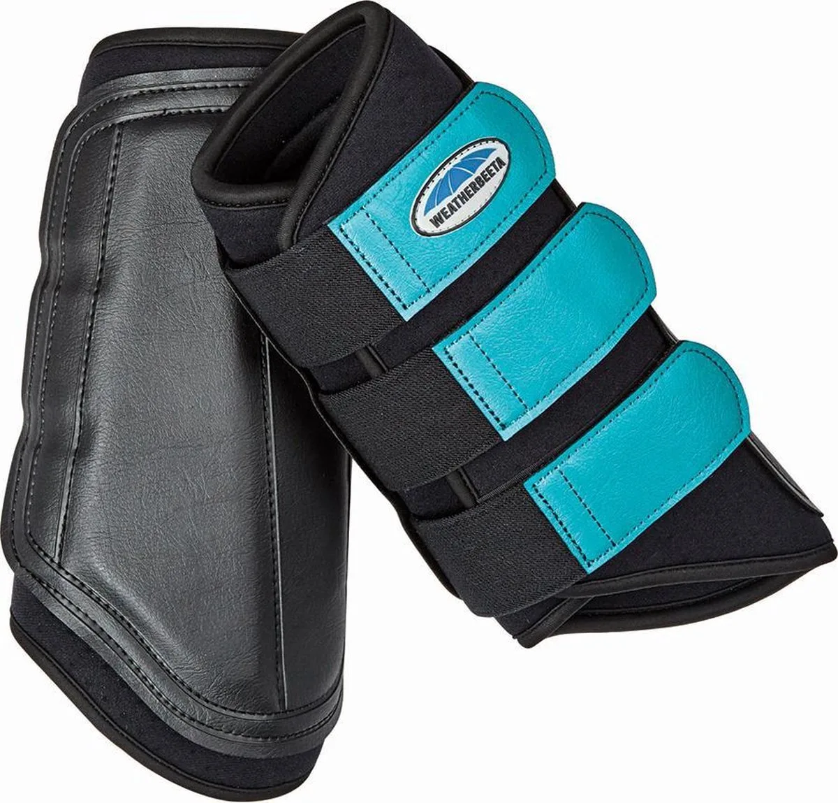 Paarden Beenbeschermers - Single Lock - 2 Stuks - Full från WeatherBeeta i Zwart-turquoise – produktbild
