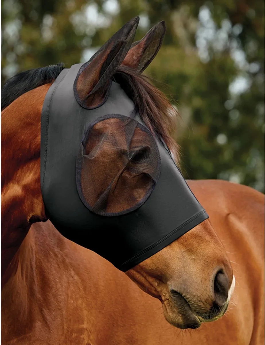 Vliegenmasker Weatherbeeta Comfitec Deluxe Stretch Met Oren Zwart-zwart - PONY de WeatherBeeta – photo produit