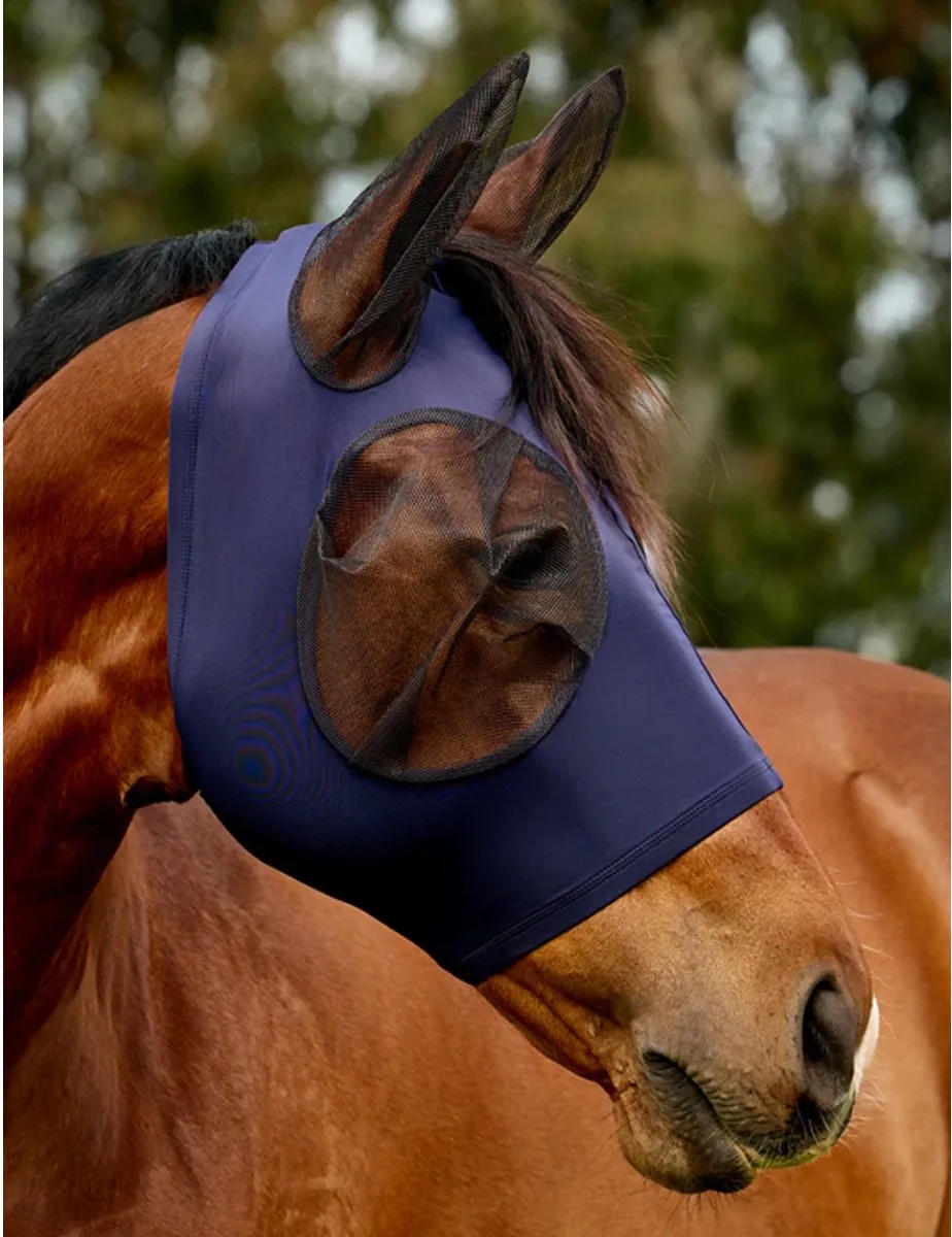 Vliegenmasker Weatherbeeta Comfitec Deluxe Stretch Met Oren Donkerblauw-zwart - COB de WeatherBeeta – photo produit