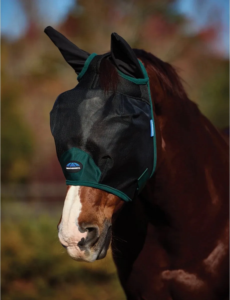 Vliegenmasker Weatherbeeta Comfitec Durable Mesh Met Oren Zwart-groen - SHETLAND de WeatherBeeta – photo produit