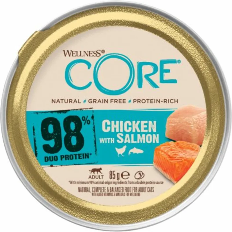 12x Wellness Core Kattenvoer 98% Recipe Kip - Zalm 85 gr de Wellness Core – photo produit