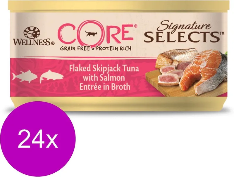 24x Wellness Core Kattenvoer Signature Selects Flaked Tonijn - Zalm 79 gr by Wellness Core – product photo