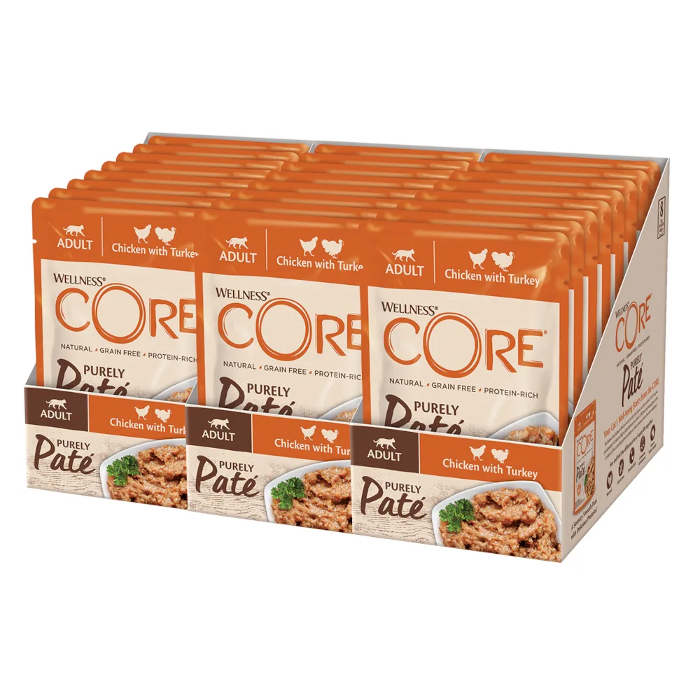 24x85g Kip & Kalkoen Wellness Core Cat Adult Purely Paté Natvoer voor katten van Wellness Core – productfoto