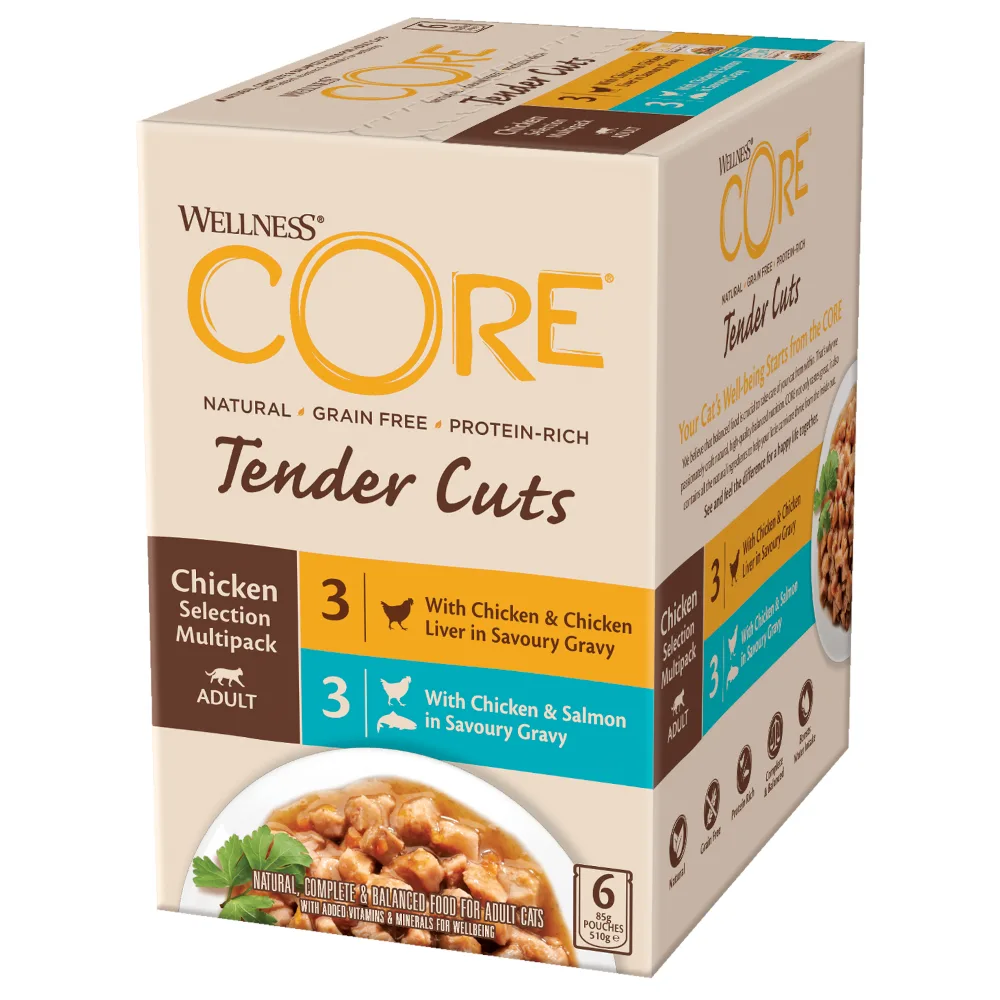 6x85g Wellness Core Tender Cuts Kip Selectie Nat kattenvoer by Wellness Core – product photo