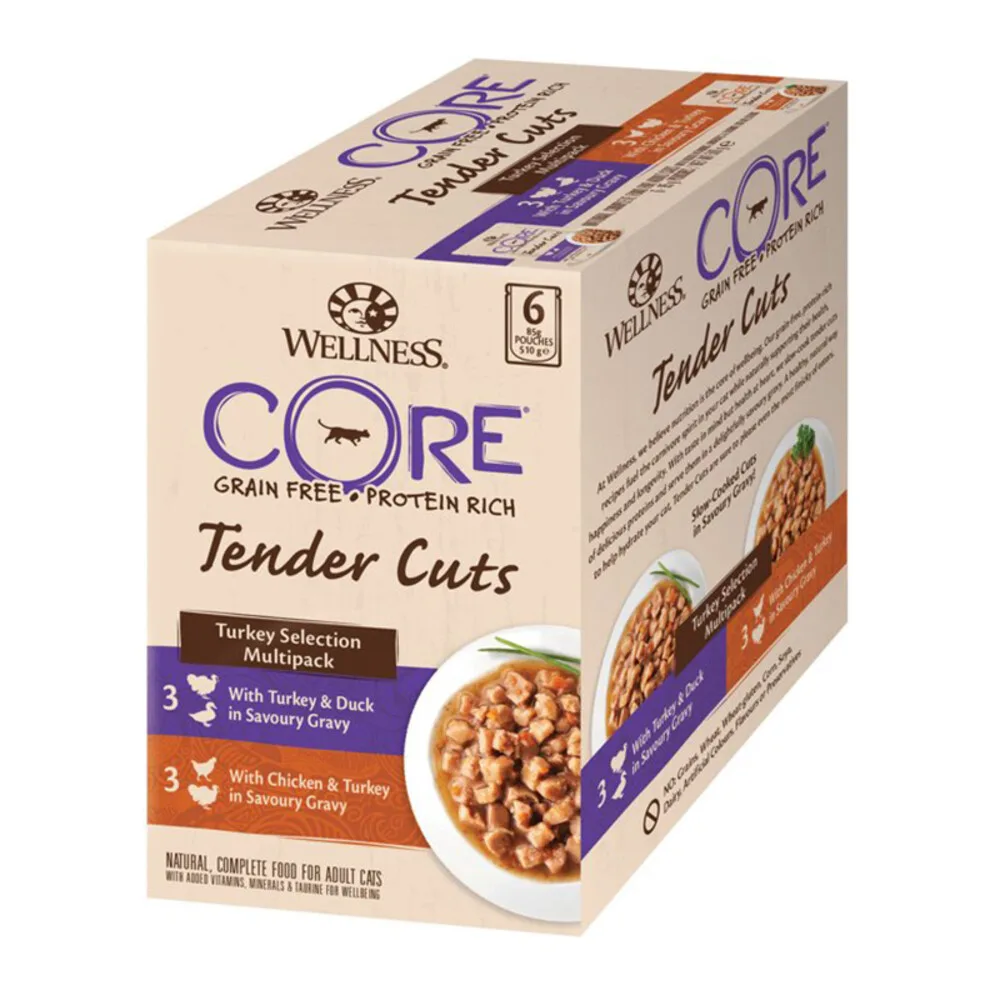 8x Wellness Core Kattenvoer Tender Cuts Selection 6-pack Kalkoen 6 x 85 gr by Wellness Core – product photo