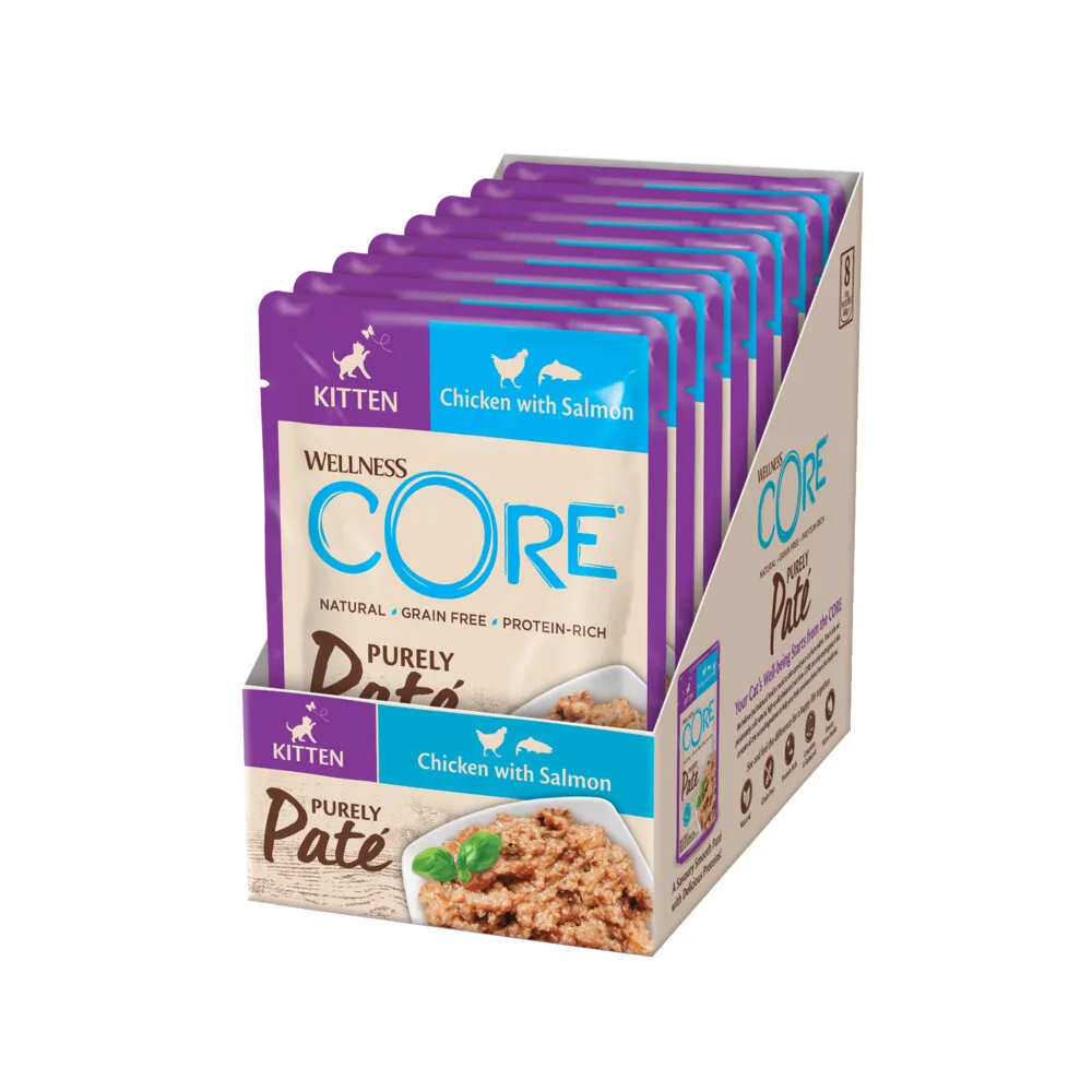 8x Wellness Core Purely Pate Kitten Chicken & Salmon 85 gr van Wellness Core – productfoto