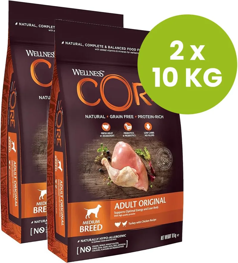 dry dog adult original Kalkoen Kip 20KG - Hondenvoer - 2 x 10kg by Wellness Core – product photo