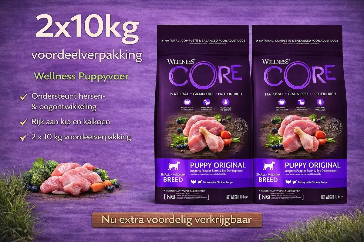 dry dog puppy original turkey&chicken - 2x 10kg Voordeelverpakking de Wellness Core – photo produit
