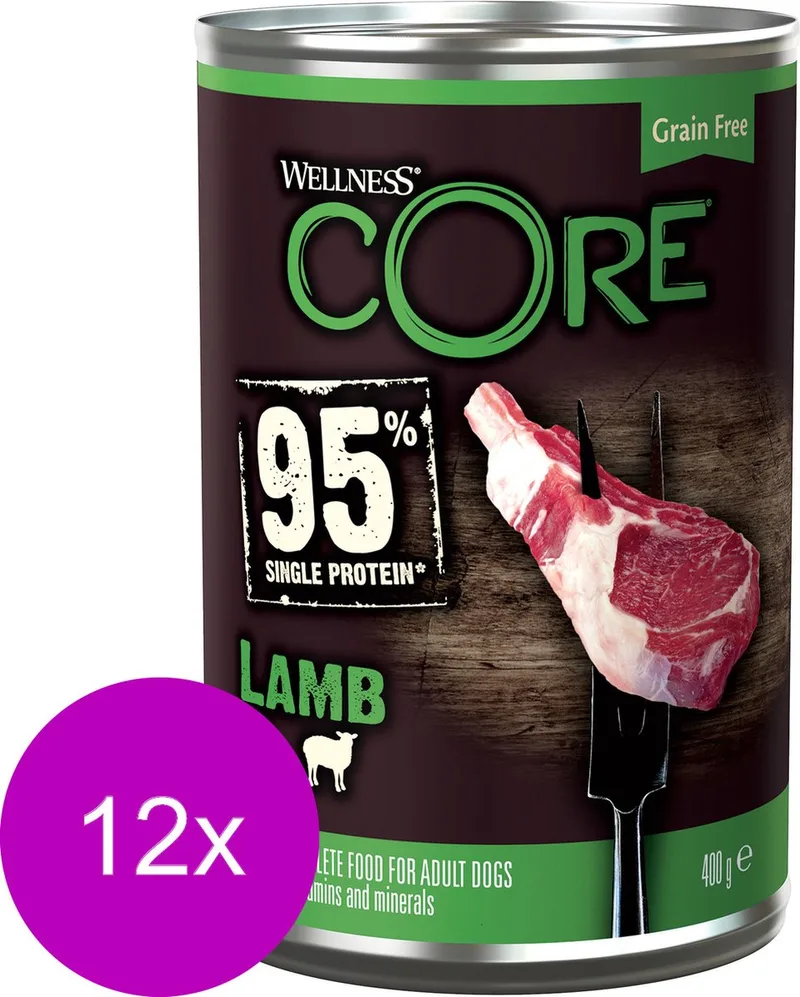 Grain Free 95 400 g - Hondenvoer - 12 x Lam&Pompoen von Wellness Core – Produktfoto