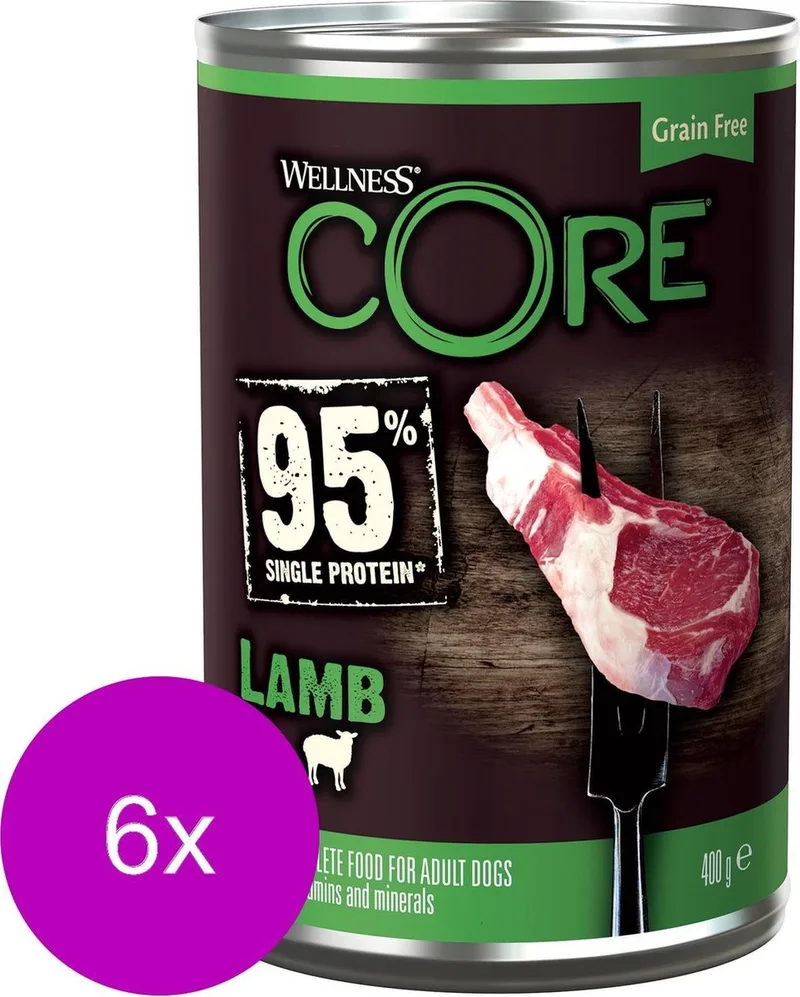 Grain Free 95 400 g - Hondenvoer - 6 x Lam&Pompoen von Wellness Core – Produktfoto