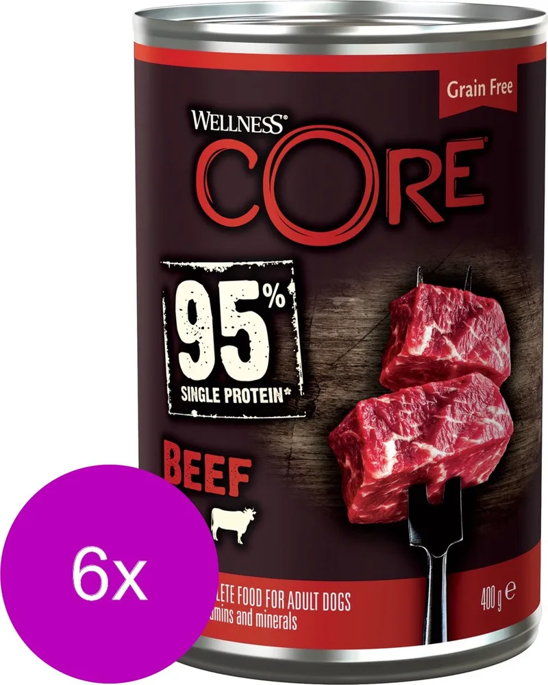 Grain Free 95 400 g - Hondenvoer - 6 x Rund&Broccoli de Wellness Core – photo produit