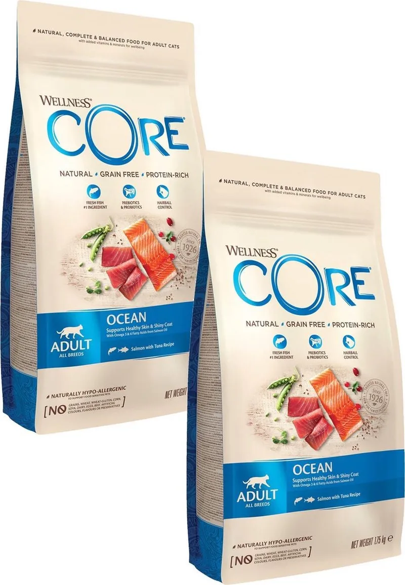 Grain Free Cat Ocean Zalm&Tonijn - Kattenvoer - 2 x 1.75 kg by Wellness Core – product photo