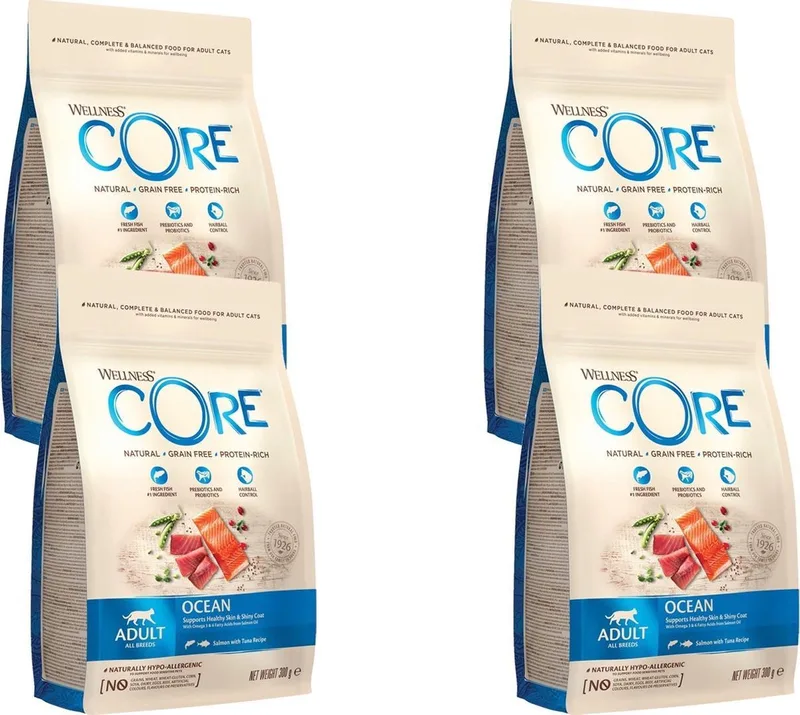 Grain Free Cat Ocean Zalm&Tonijn - Kattenvoer - 4 x 300 g de Wellness Core – photo produit