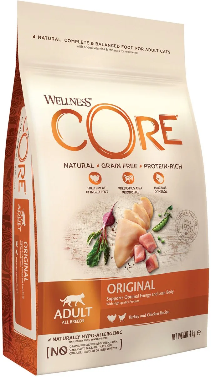 Grain Free Cat Original Kalkoen&Kip - Kattenvoer - 4 kg Voor De Volwassen Kat by Wellness Core – product photo