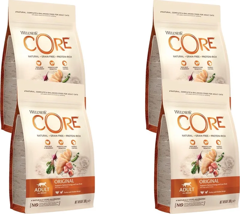Grain Free Cat Original Kalkoen&Kip - Kattenvoer - 4 x 300 g de Wellness Core – photo produit