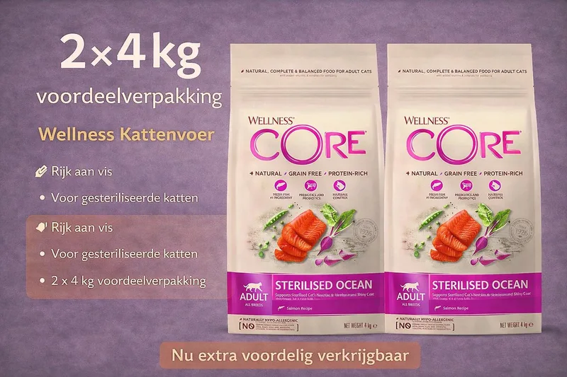 Grain Free Cat Sterilised 2 x 4 kg Zalm - Kattenvoer by Wellness Core – product photo