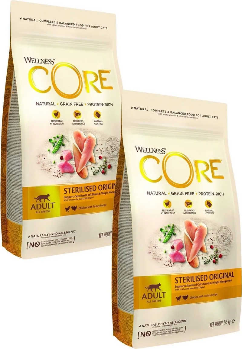 Grain Free Cat Sterilised Kip&Kalkoen - Kattenvoer - 2 x 1.75 kg von Wellness Core – Produktfoto