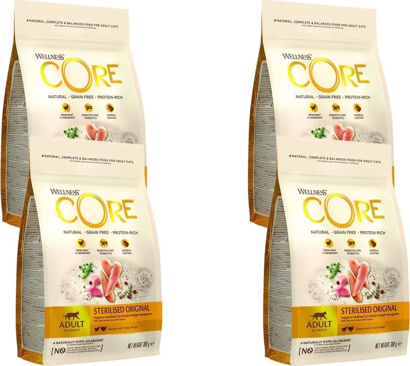 Grain Free Cat Sterilised Kip&Kalkoen - Kattenvoer - 4 x 300 g de Wellness Core – photo produit