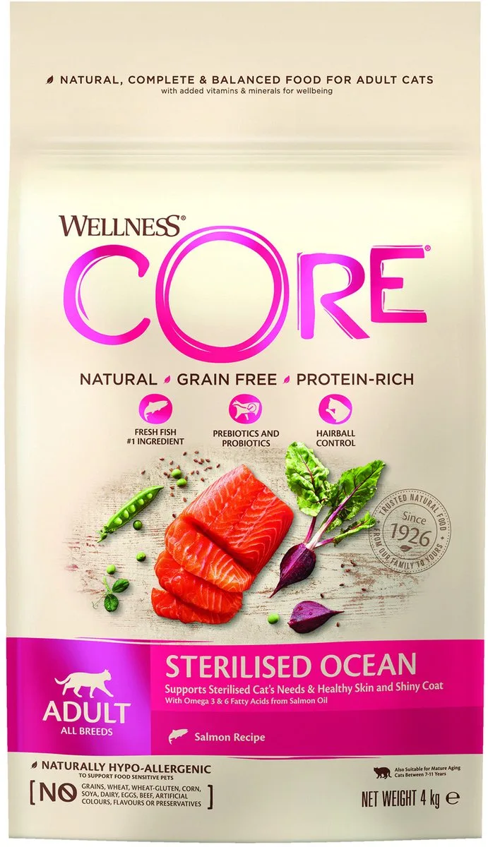 Grain Free Cat Sterilised Zalm - Kattenvoer - 4 kg by Wellness Core – product photo