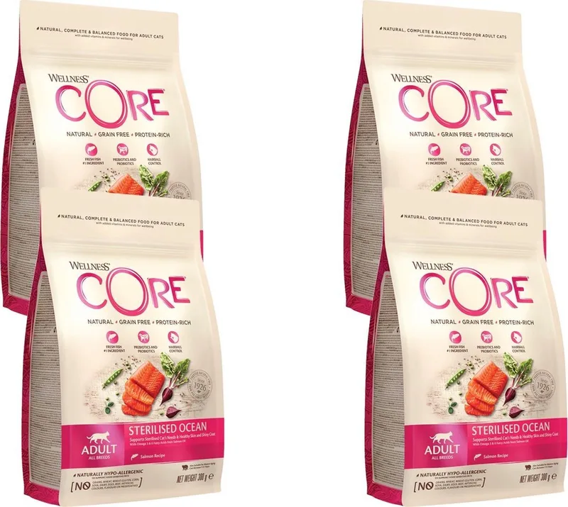 Grain Free Cat Sterilised Zalm - Kattenvoer - 4 x 300 g von Wellness Core – Produktfoto