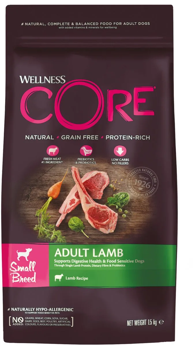 Grain Free Dog Adult Small Breed Lam - Hondenvoer - 1.5 kg von Wellness Core – Produktfoto