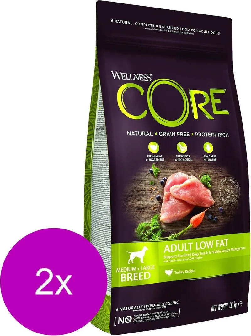 Grain Free Dog Healty Weight Kalkoen - Hondenvoer - 2 x 1.8 kg de Wellness Core – photo produit