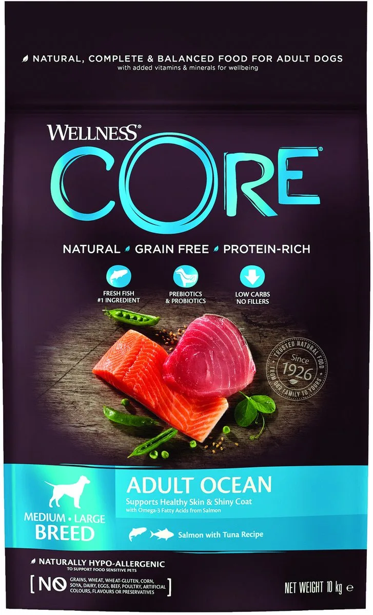 Grain Free Dog Ocean Zalm&Tonijn - Hondenvoer - 10 kg de Wellness Core – photo produit